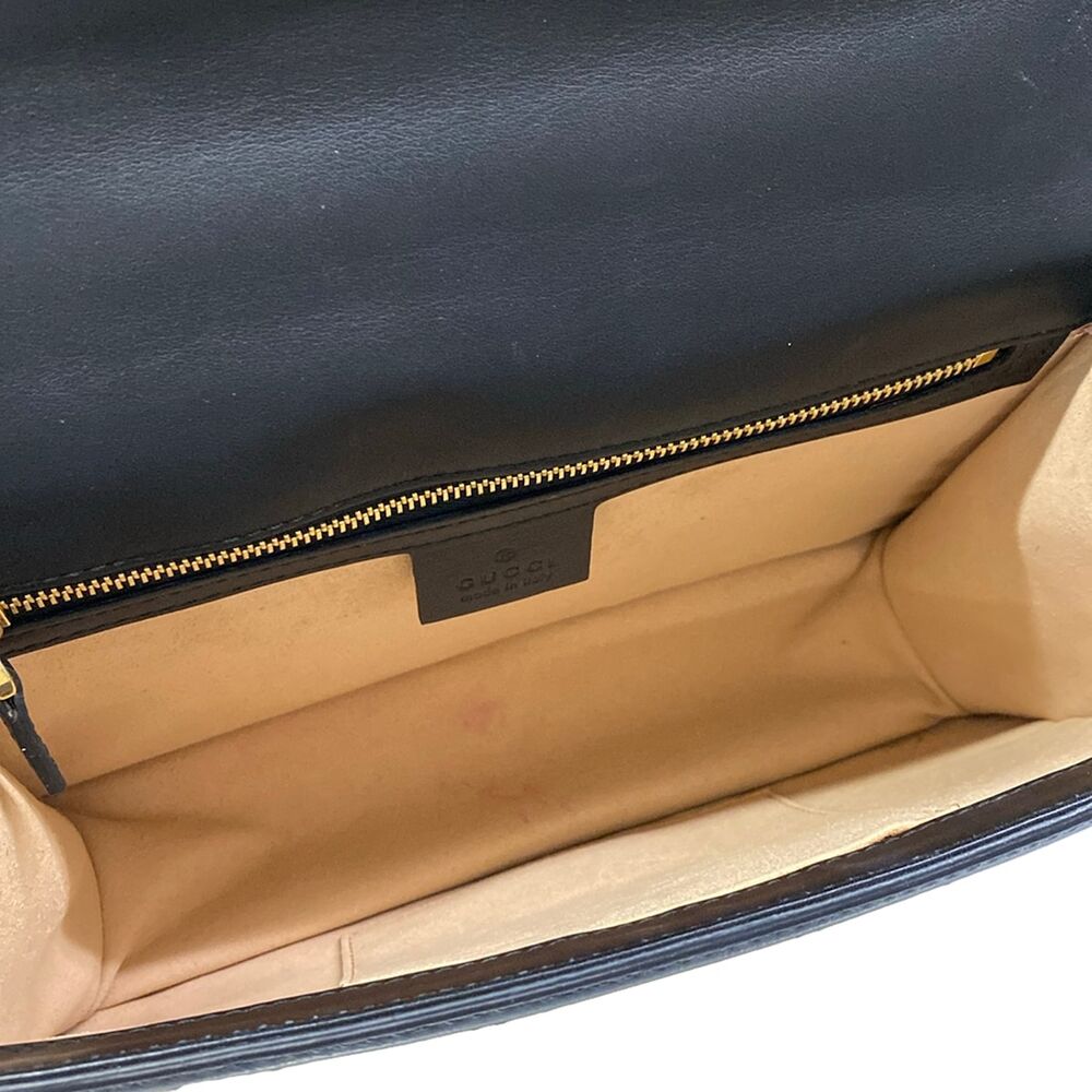 Gucci Sylvie Small Shoulder Bag 524405 Dark Brown Black Multi Velour Patent - Picture 7 of 15